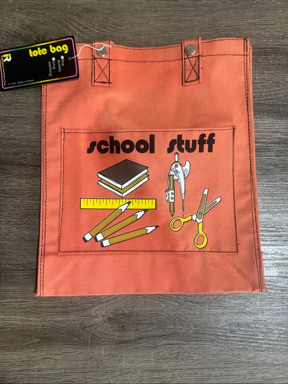 Vintage 70s dead stock “School Stuff' Tote Bag